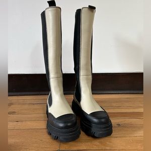 GANNI Off-White Tall Leather Boots